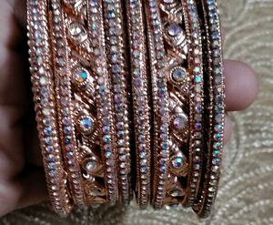 Sparkling rose gold bangle Set of 6
