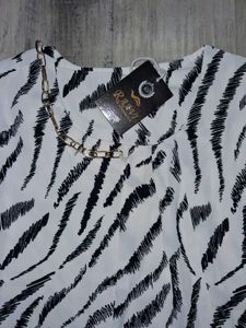 Zebra Print Top With Gold Chain Neck