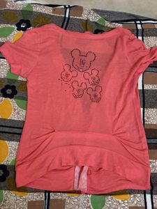 Coral Button-Down Top