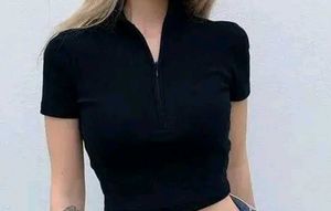 Chic Black Zip-Up Top