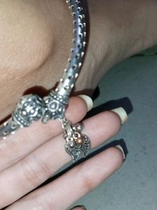 Vintage Silver Anklet with Dangling Charm