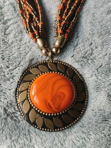 Multilayer Beads Neckpiece With Big Locket