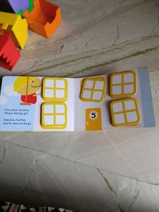 Stacking toys and a puzzle book