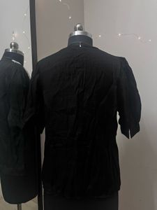 Black Shirt With Lace Collar