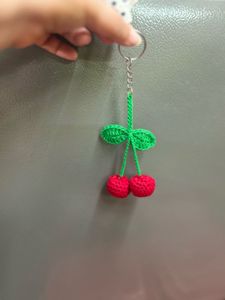 Crochet Cherry Keychain