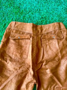 Suede / Swiss Leather Pant- Brown Color