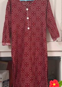 Red Printed Kurta Set