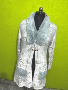 Elegant Floral Knit Coat