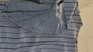 Striped Top with Lace Sleeves