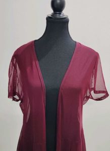 Burgundy Mesh Cover-Up