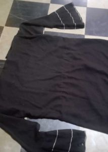 Elegant Black Abaya with Silver Detail