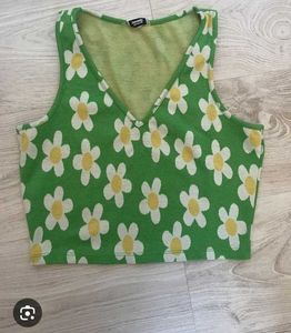 Floral Green Crop Top