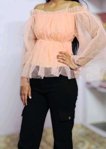 Orange Off Shoulder Girl Crop Top Partywear