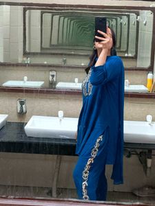 Teal Embroidered 3 Piece Suit