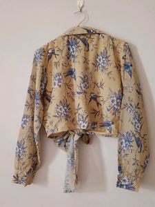 Sassafras Yellow Wrap Crop Top