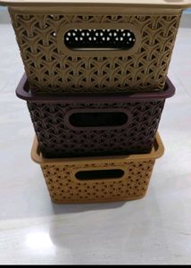 Pack Of 3 Multipurpose Storage Basket With Lid..