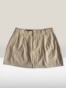 Beige Pleated Mini Skirt