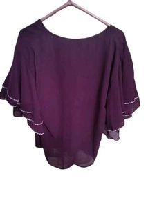 Purple Ruffle Sleeve Blouse