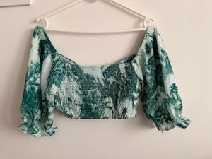 Green Print Crop Top