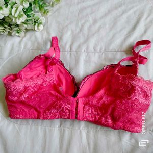 Pink Embroidery Bra