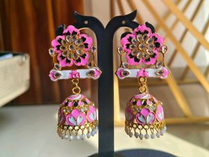 Earrings Jhumkas Pink