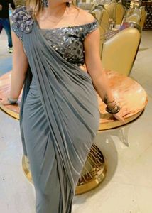 Grey Party Wear Saree With Blouse 34 Bust