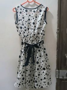 White &amp; Black Polka Dots Dress