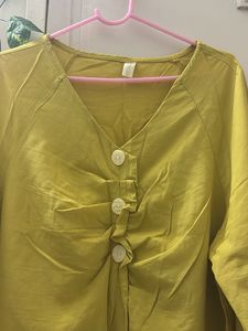 Mustard V-Neck Long Sleeve Top
