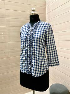 HOLLISTER Blue Plaid Gingham Top