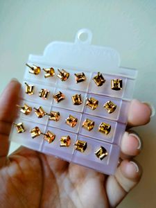 Pastel Nd Golden Earrings Studs