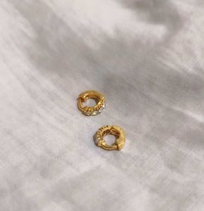 Gold Tone Hoop Earrings with Rhinestones