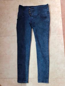 High Waisted Button Front Jeans