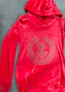 Pink rabbit fur hoody Top