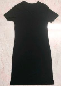 Black Ribbed Bodycon Dress (Short Sleeve)