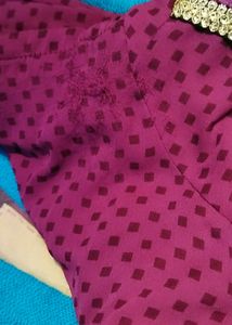 Saree In Multi Colour With Golden Lace.