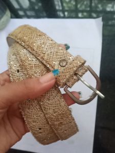 Belt (Golden Shimmery Women Belt For Jeans)