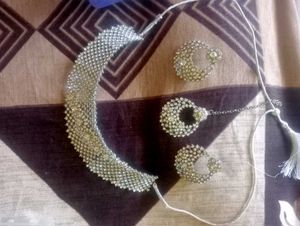 Beautifull White Colour Diamond Stone Necklace Set