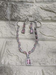 Silver-Plated &amp; AD Studded Jewellery Set