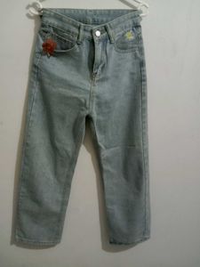 Embroidered Light Wash Jeans