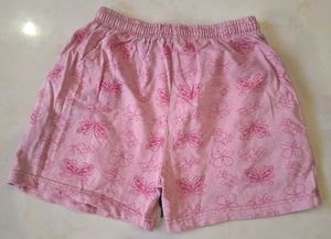 Pink Butterfly Print Shorts