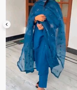 Teal Blue Embroidered Salwar Kameez