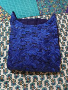 Elegant Blue Floral Dress Material