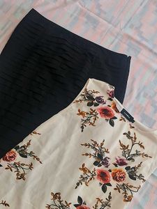 Floral Top &amp; Black Skirt Set