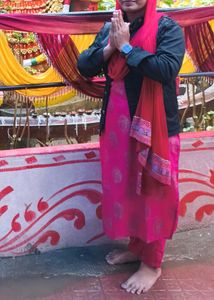 Pink Printed Kurta Set with Dupatta