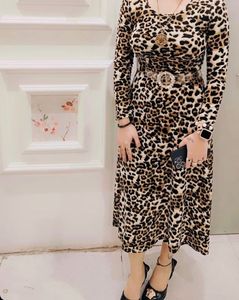 CBeautiful Animal Print Dress Cotton Polyester Fe