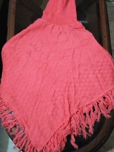 Coral Fringe Poncho