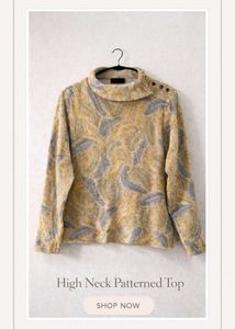 Hight neck Patterned Long Sleeve Top
