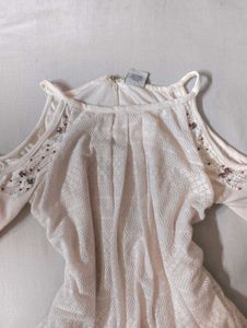 red white lolita pleated lace off shoulder dress