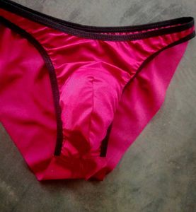 Mens Maroon Satin Pouch Briefs