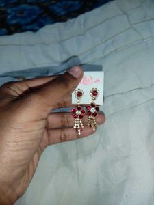 Red Rhinestone Necklace &amp; Earring Set